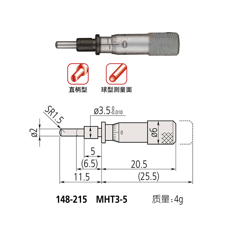 日本三豐（mitutoyo）測微頭148 系列 — 超小型